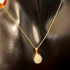 10K Gold Diamond Teardrop Pendant Necklace